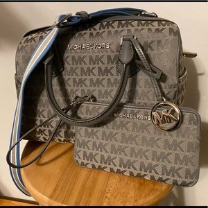 Michael Kors satchel and matching wristlet